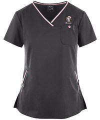 koi tokidoki Ashley Donutino Crossover Women's 2-Pocket V-Neck Print Scrub Top