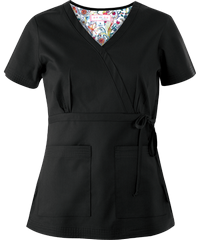 Style # K137: BLACKkoi Katelyn Women's 2-Pocket Mock Wrap Scrub Top