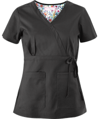 Style # K137: CHARCkoi Katelyn Women's 2-Pocket Mock Wrap Scrub Top