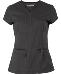 koi STRETCH Mackenzie Women's 2-Pocket Topstitched Zipper Scrub Top