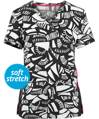 koi Lite™ Philosophy Geo Inception Women's 2-Pocket Mock Wrap Side Zipper Print Scrub Top