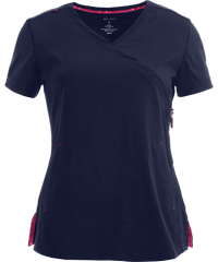 Style # K316: NAVYkoi Lite™ Philosophy Women's 2-Pocket Mock Wrap Side Zipper STRETCH Scrub Top