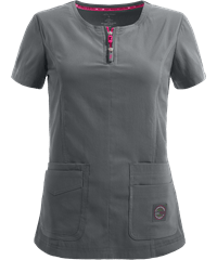 Style # K317: CHARCkoi Lite™ Serenity Women's 2-Pocket Double Zipper STRETCH Scrub Top