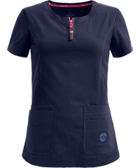 Style # K317: NAVYkoi Lite™ Serenity Women's 2-Pocket Double Zipper STRETCH Scrub Top
