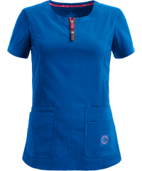 Style # K317: ROYALkoi Lite™ Serenity Women's 2-Pocket Double Zipper STRETCH Scrub Top