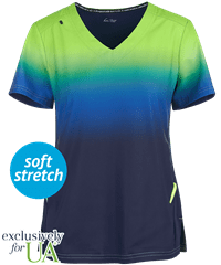 Koi Lite UA Exclusive Reform Navy/ Green Tea Ombre V Neck print Scrub Top