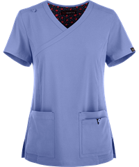 koi Basics Katie Women's 4-Pocket Mock Wrap STRETCH Scrub Top