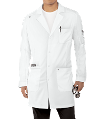koi Next Gen Men's 6-Pocket 38" Button Front STRETCH Scrub Lab Coat
