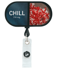 Style # KA156CLP: koi Shaker Chill Pill Retractable Badge Reel 