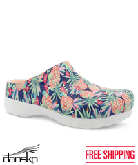 Dansko Kane Pineapples Women's Molded Lightweight Open Back Nursing Clogs