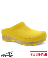 Dansko Kane Yellow Women's Molded Lightweight Open Back Nursing Clogs