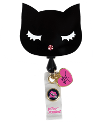 Betsey Johnson Cat Button-Snap Retractable ID Badge Holder