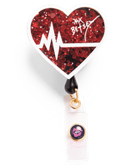 Betsey Johnson EKG Heart Button-Snap Retractable ID Badge Reel