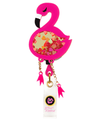 Betsey Johnson Flamingo Button-Snap Retractable ID Badge Reel