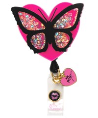 Betsey Johnson Heart Butterfly Shaker ID Badge Holder