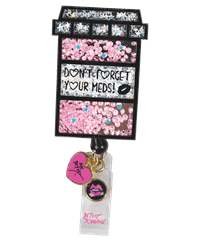 Betsey Johnson Pill Box Button-Snap Retractable ID Badge Holder
