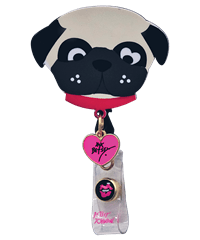 Betsey Johnson Pug Button-Snap Retractable ID Badge Holder