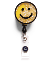 koi Smiley Face Shaker Badge Reel