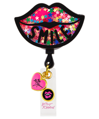 Betsey Johnson Smile Lips Button-Snap Badge Reel