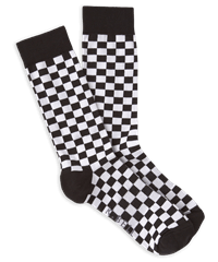 K.Bell Checkerboard Black/White Men's Novelty Crew Print Socks