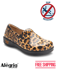 Alegria Keli Leopard Print Women's Slip On Nursing Shoes