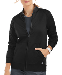 Style # KN482: BLACKUA Butter-Soft STRETCH Women's 2-Pocket Technical Knit Zip Front Scrub Jacket