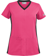 Style # KNN862: FUBLAUA Best Buy Scrubs Women's 3-Pocket Side Knit Panel Top