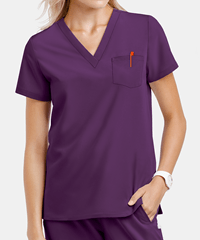 Style # LD218: EGGPLLauderdale By UA Acacia Women's 1-Pocket Short Sleeve STRETCH Scrub Top