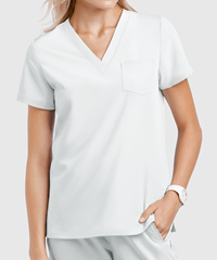 Style # LD218: WHITELauderdale By UA Acacia Women's 1-Pocket Short Sleeve STRETCH Scrub Top