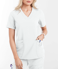 Style # LD561: WHITELauderdale by UA Oleta Women's 4-Pocket V-Neck STRETCH Scrub Top