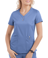 Style # LD581: CEILLauderdale by UA Women's 5-Pocket Henley STRETCH Scrub Top