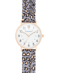 Nurse Mates Women's Grey Leopard/ Rose Gold Silicone Watch