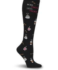 Nurse Mates Coffee Talk Black Women's 12-14 mmHg Compression Socks