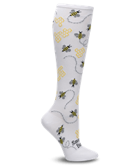 Nurse Mates Save The Bees Women's 12-14 mmHg Wide Calf Compression Socks