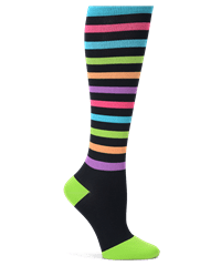 Nurse Mates Bright Stripe Women's 12-14 mmHg Wide Calf Compression Socks
