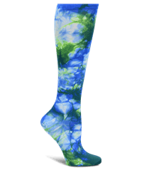 Nurse Mates Royal/Green Tie Dye Wide Calf Women's 12-14 mmHg Compression Socks