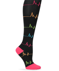 Nurse Mates EKG Black Women's 12-14 mmHg Compression Trouser Socks