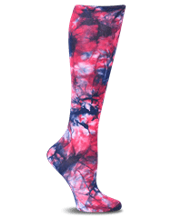 Nurse Mates Tie Dye-Navy/Rasp Women's 12-14 mmHg Compression Socks