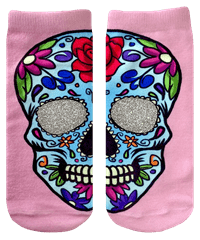 Living Royal Women's Sugar Skull Glitter Women's Ankle Socks