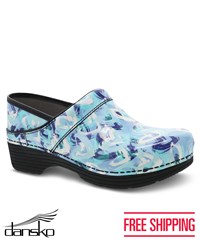 Dansko Lt Pro Blue Heart Women's Patent Leather Nursing Clog
