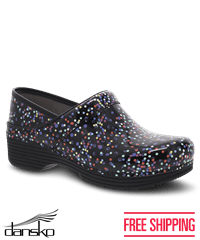 Dansko Lt Pro Confetti Women's Patent Leather Nursing Clogs
