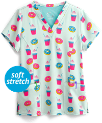 Maevn Brain Freeze Women's 3-Pocket V-Neck Print Scrub Top