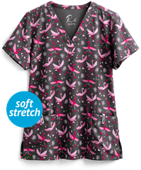 Maevn Disco Daze Women's 3-Pocket V-Neck Print Scrub Top