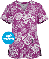 Maevn Florever Yours Women's 3-Pocket V-Neck Print Scrub Top