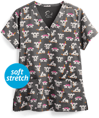 Maevn Koality Time Women's 3-Pocket V-Neck Print Scrub Top