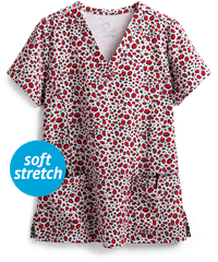 Maevn Quiet Savage Women's 3-Pocket V-Neck Print Scrub Top