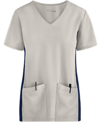 Style # MA4520: QUGRNMaevn Matrix Impulse Women's 2-Pocket STRETCH Micro Rib Side Panel Mock Wrap Scrub Top