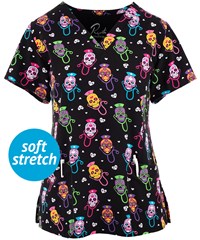 Maevn Trust Your Nurse Women's 3-Pocket STRETCH V-Neck Print Scrub Top