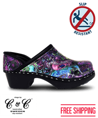 C&C Sweden Marble-ous Women's Full Back Nursing Clogs