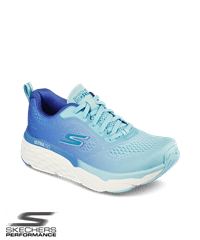Skechers Women's Blue Textile/ Lt Blue Trim MAX CUSHION Elite Destination Lace Up Athletic Shoes